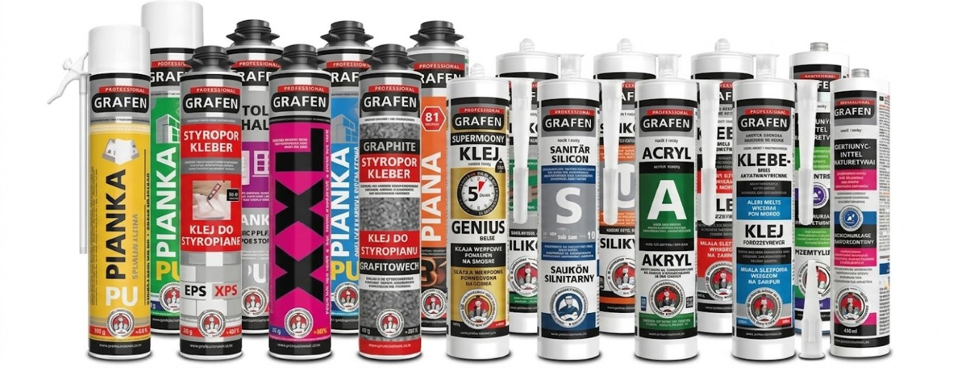 GRAFEN Professional statybinės chemijos produktų asortimentas